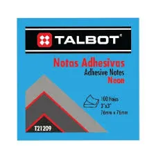 [T21209] Notas Adhesivas 3x3 Neón Azul TALBOT 100h